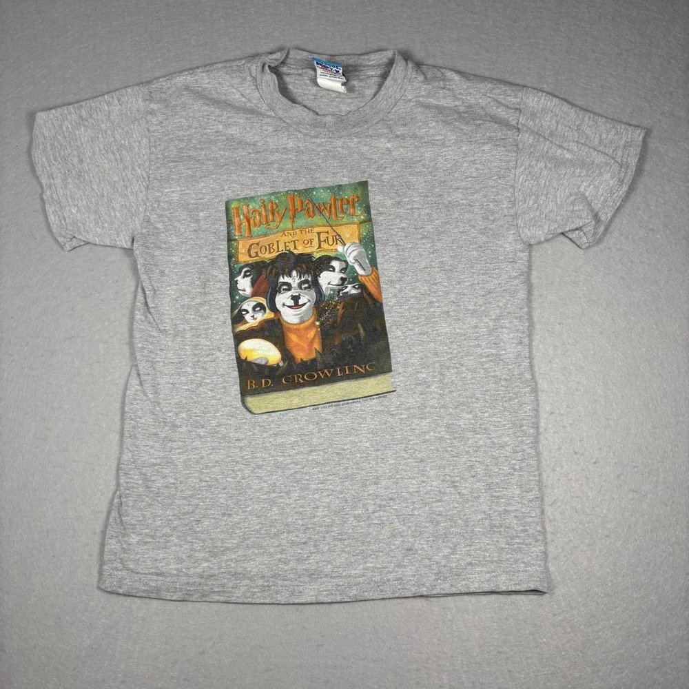 Vintage Little Big Dogs Shirt Youth Size 12-14 Gray Harry Potter Parody Beefy-T